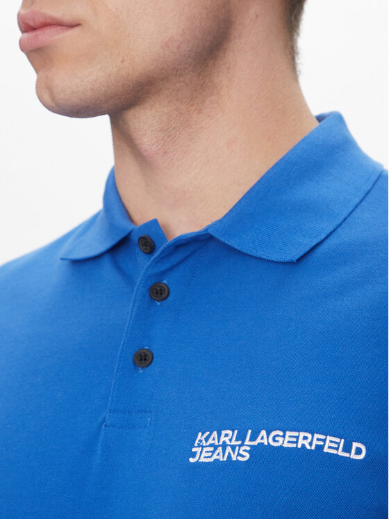 KARL LAGERFELD KARL LAGERFELD Тениска с яка и копчета A2M17094 Син Regular Fit