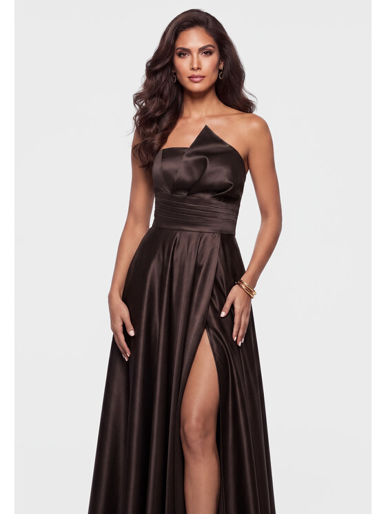 Ombre Ombre Sukienka wieczorowa LA-OM-DLR454 Brązowy Regular Fit