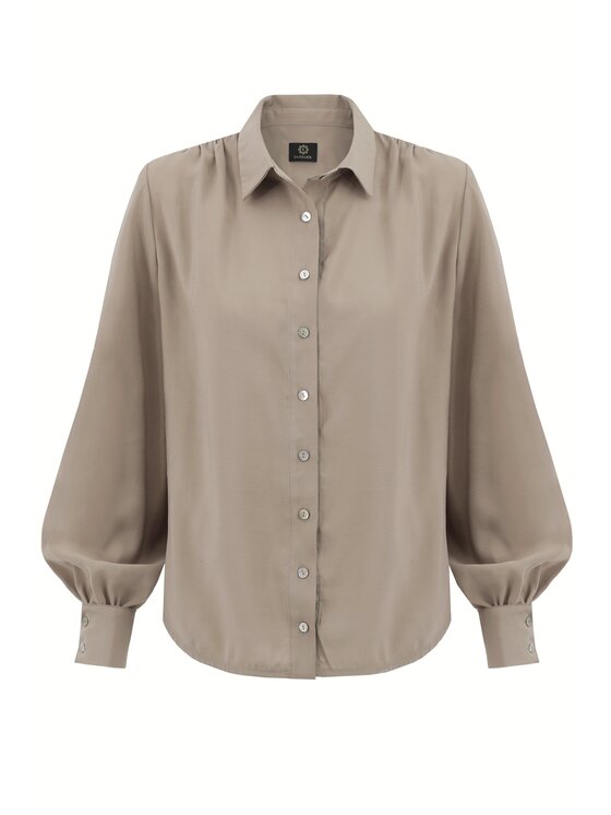 Entelier Entelier Koszula koszula oversize Beżowy Relaxed Fit