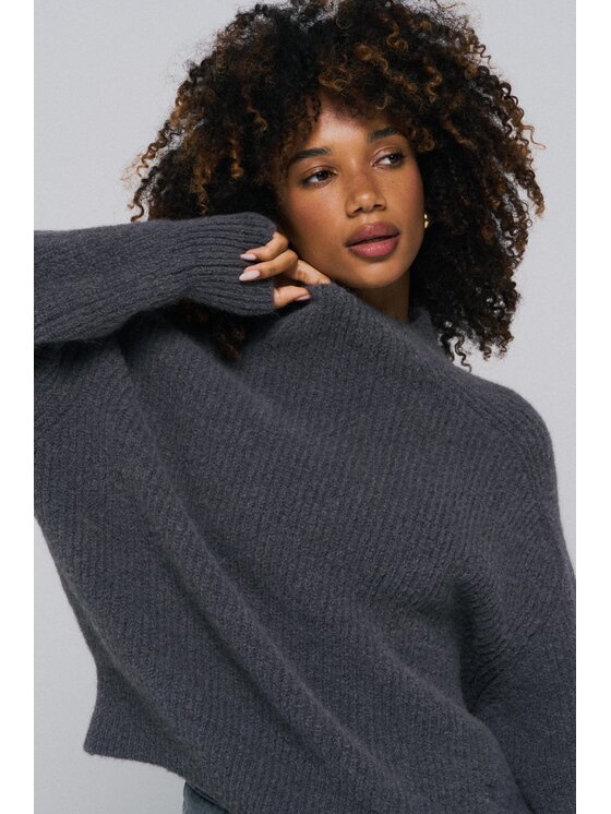 BENU BENU Sweter Z WEŁNY ALPAKI AW25 Szary Oversize