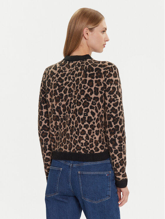 Tommy Jeans Tommy Jeans Kardigán Leopard DW0DW21968 Hnedá Regular Fit