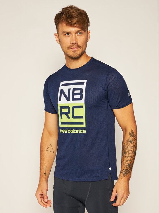 New Balance Koszulka techniczna Printed Impact Run MT01235 Granatowy Athletic Fit