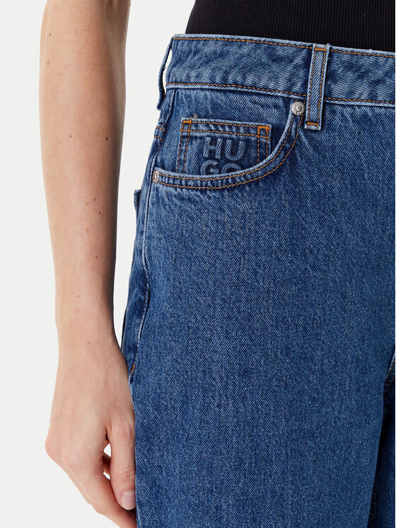 HUGO HUGO Jeans hlače Garlene 50542462 Modra Mom Fit