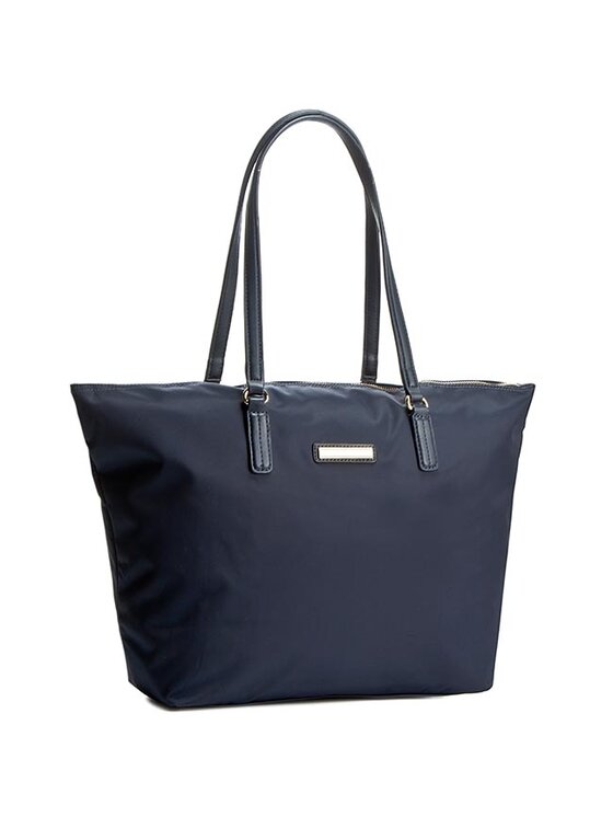 Tommy Hilfiger Tommy Hilfiger Geantă Poppy Solid Tote AW0AW00742 Bleumarin