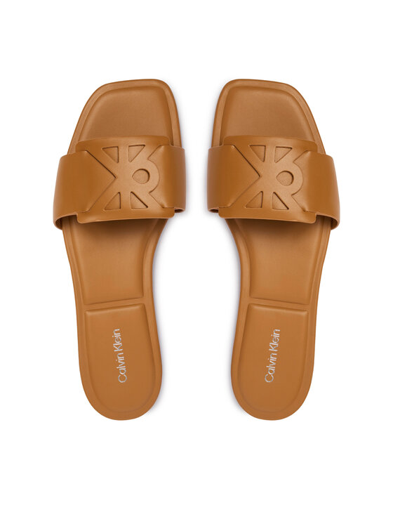 Calvin Klein Calvin Klein Παντόφλες Square Flat Sandal Emblem HW0HW03128 Καφέ