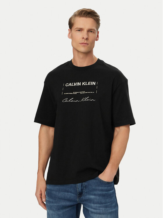 Calvin Klein Jeans Tricou LV04RE827G Negru Regular Fit