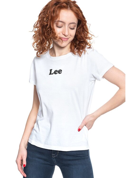 Lee Lee T-shirt LOGO T Bianco Slim Fit
