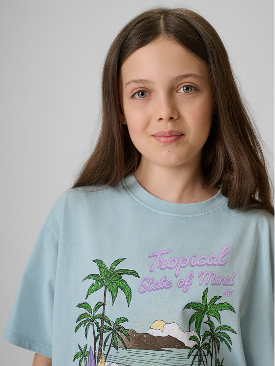 4F 4F T-Shirt SUMMER SPLASH Niebieski Loose Fit