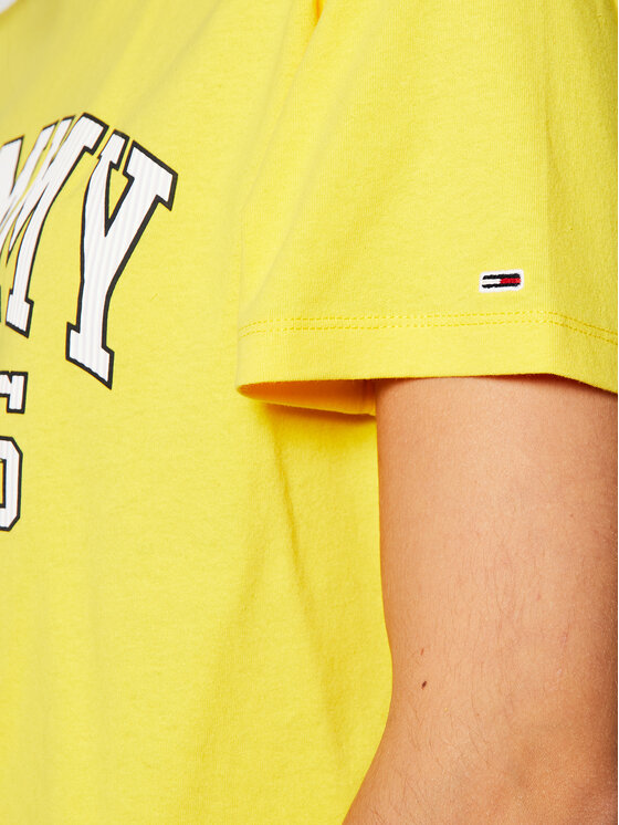 Tommy Jeans Marškinėliai Collegiate Logo DW0DW09075 Geltona Boyfriend Fit •  Modivo.lt