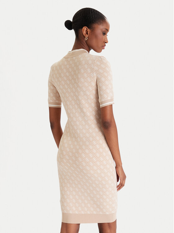 Guess Guess Трикотажна сукня W3YK39 Z37K0 Бежевий Slim Fit
