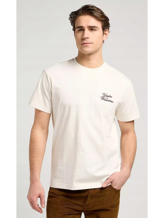 Lee Lee T-Shirt Relaxed Graphic Tee Biały Relaxed Fit