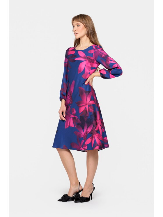 EMOI EMOI Sukienka codzienna z eleganckim wzorem Niebieski Feminine Fit