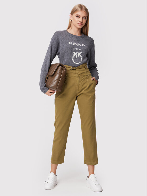PINKO Pinko Auduma bikses Ariel 1J10YP Y848 Zaļš Regular Fit