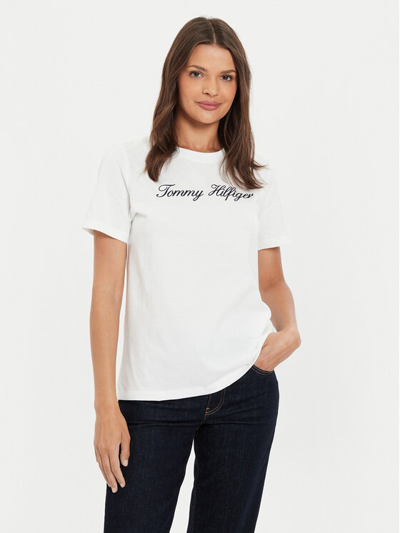 Tommy Hilfiger Tommy Hilfiger Póló Script WW0WW43459 Ekru Regular Fit