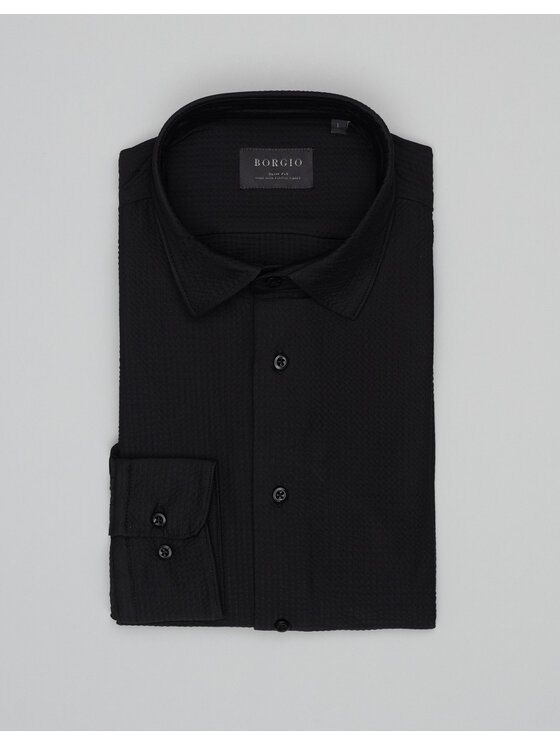 Borgio Borgio Koszula Atella_00674 Czarny Slim Fit