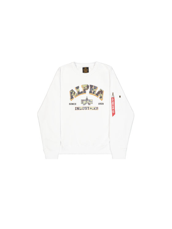Alpha Industries Alpha Industries Bluza College Camo Sweatshirt Biały Regular Fit