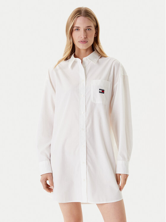 Tommy Jeans Tommy Jeans Rochie tip cămașă DW0DW21122 Alb Relaxed Fit
