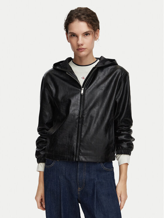 Calvin Klein Jeans Calvin Klein Jeans Яке от имитация на кожа LV047G516G Черен Regular Fit