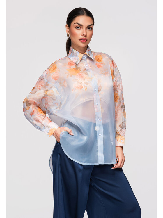 Ombre Ombre Koszula OW-SH-E0028 Niebieski Oversize