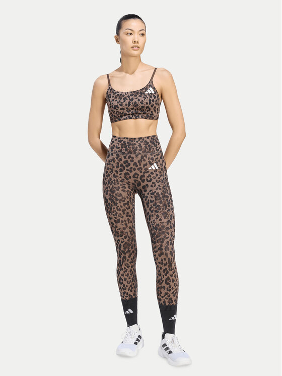 adidas adidas Biustonosz sportowy Optime Essentials 3-Stripes KZ2515 Brązowy