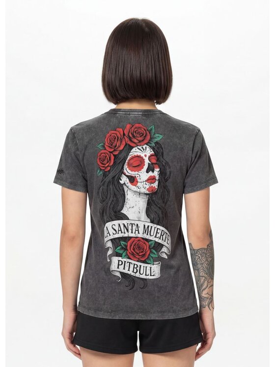 PITBULL PITBULL T-Shirt SANTA MUERTE Szary Regular Fit