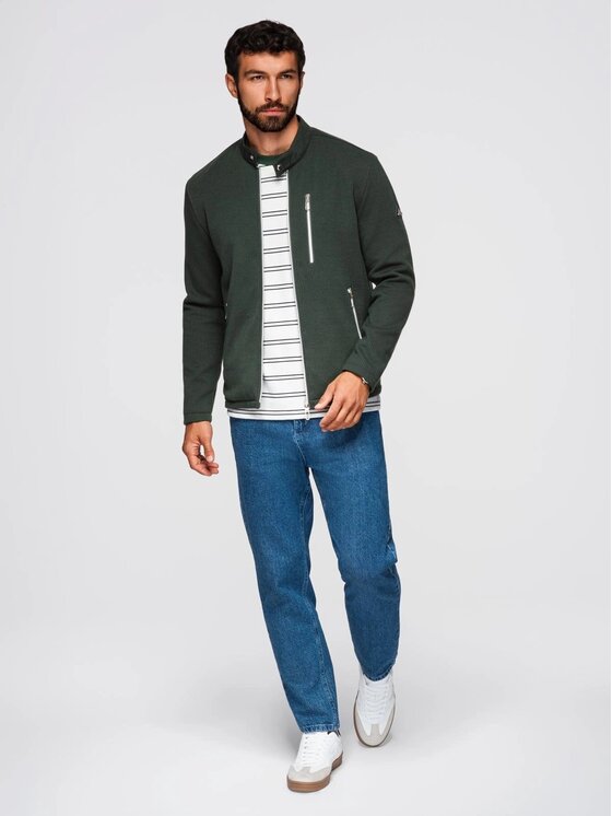 Ombre Ombre Bunda pro přechodné období OM-JANP-0229 Zelená Regular Fit
