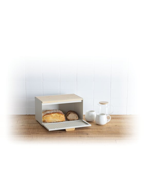 MIAhome MIAhome Chlebak metalowy 23,5x35,5x20,8 cm EXTRA beżowy Beżowy
