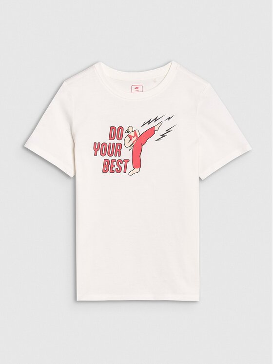4F 4F T-Shirt 4FJRSS25TTSHM2643-11S Λευκό Regular Fit