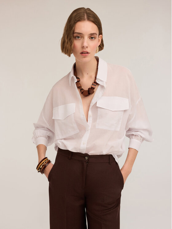 Motivi Motivi Camicia 50146000031N011 Bianco Over Fit