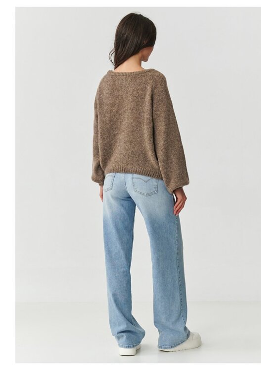 Makadamia Makadamia Sweter S168 Brązowy Boxy Fit