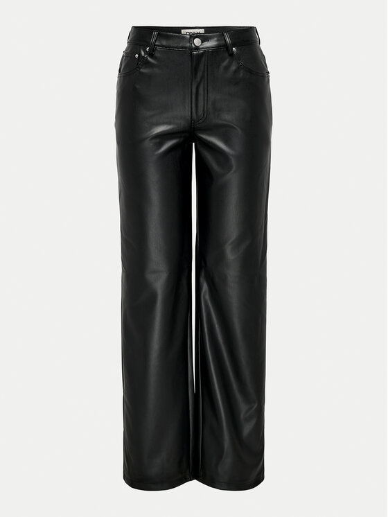 ONLY ONLY Hose aus Kunstleder Kiri 15324777 Schwarz Straight Fit