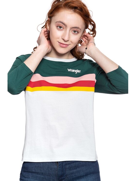 Wrangler Wrangler Bluzka RAINBOW TEE Biały Regular Fit