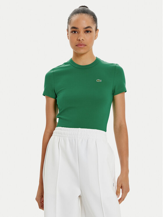 Lacoste Lacoste Marškinėliai TF7218 Žalia Slim Fit