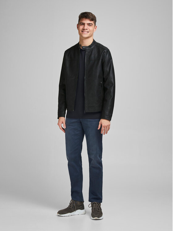 Jack & Jones Jack & Jones Bunda z imitace kůže 12182461 Černá Regular Fit