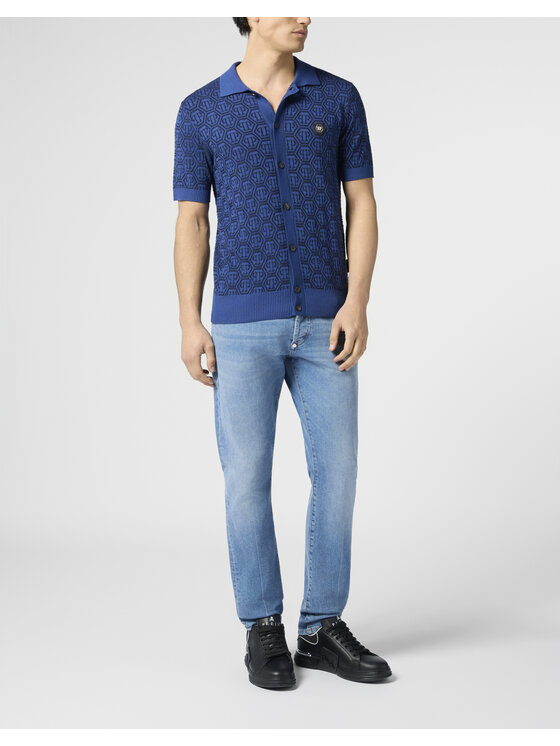 PHILIPP PLEIN PHILIPP PLEIN Polo 29922 Granatowy Regular Fit
