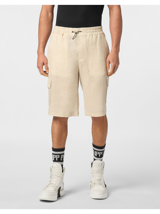 PHILIPP PLEIN PHILIPP PLEIN Szorty materiałowe 24503 Beżowy Regular Fit