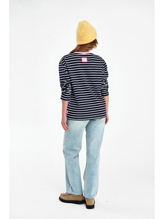 NAOKO NAOKO Longsleeve Aquamarine Czarny Regular Fit