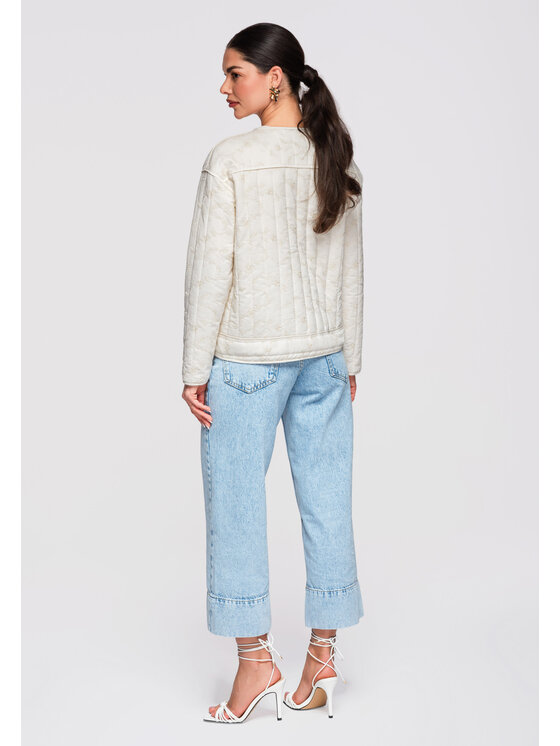 Ombre Ombre Kurtka przejściowa OW-JALP-0125 Kremowy Regular Fit