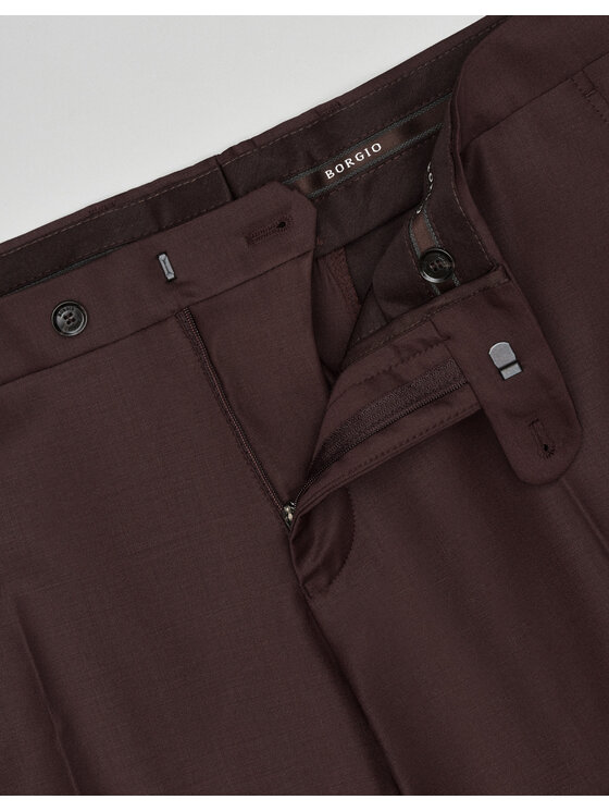 Borgio Borgio Spodnie garniturowe brione Bordowy Slim Fit