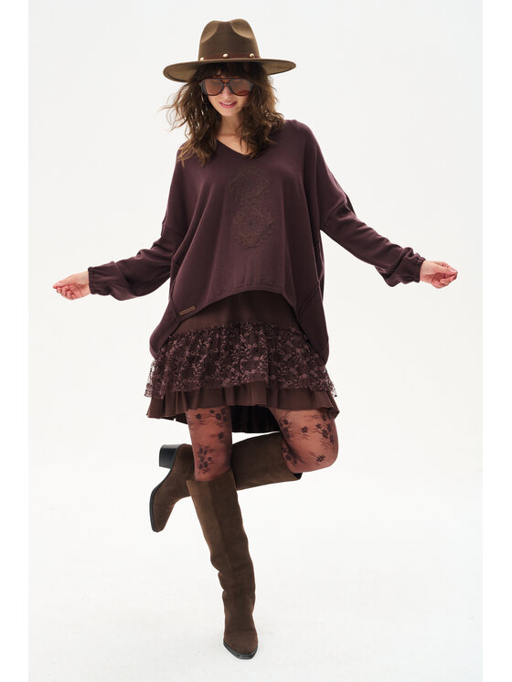 blue shadow blue shadow Sweter Tol Brązowy Regular Fit