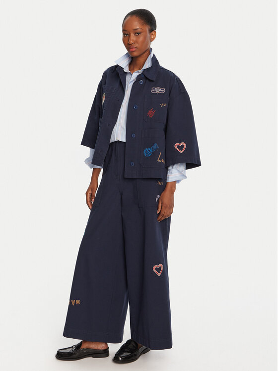 Weekend Max Mara Weekend Max Mara Jeans hlače Lotus 2525136011 Mornarsko modra Wide Leg