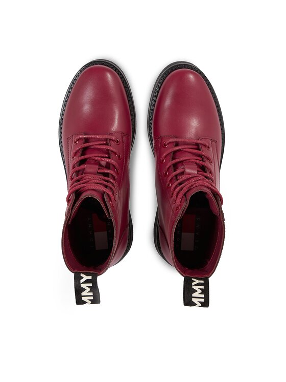 Tommy Jeans Tommy Jeans Ботильйони Tjw Lace Up Flat EN0EN02310 Бордовий