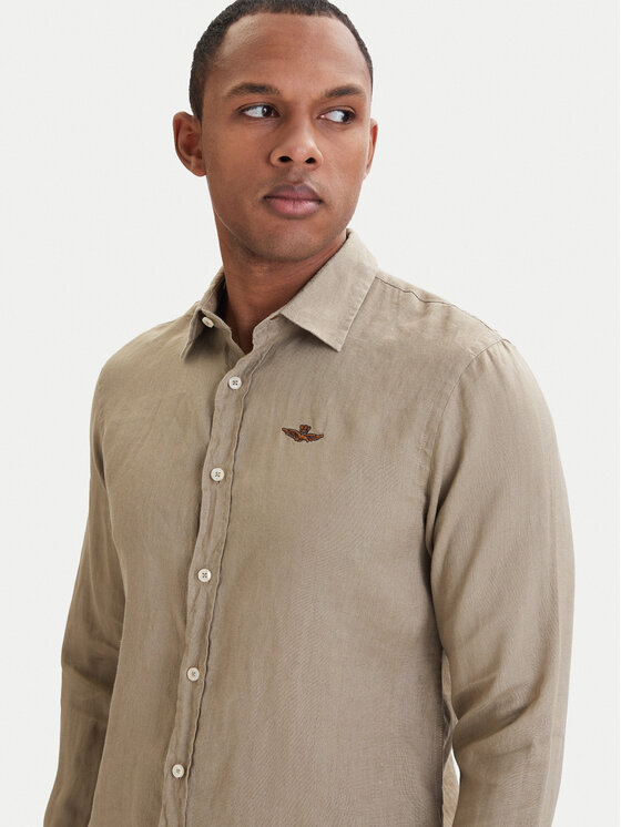 Aeronautica Militare Aeronautica Militare Košeľa 261CA1321UCT03089 Béžová Regular Fit