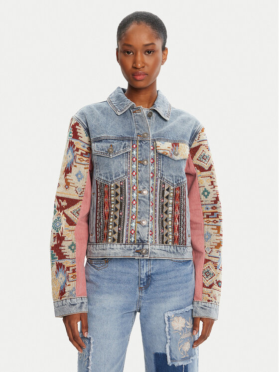 Desigual Kurtka jeansowa Boho 25WWED10 Kolorowy Regular Fit