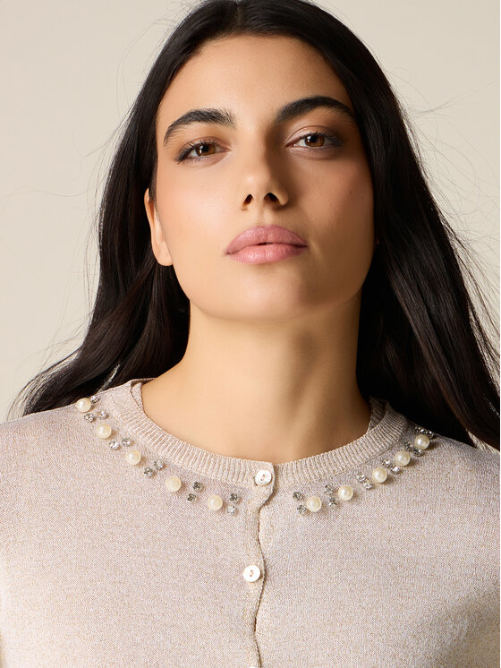 Oltre Oltre Sweter M529J005301N018 Złoty Cropp Fit