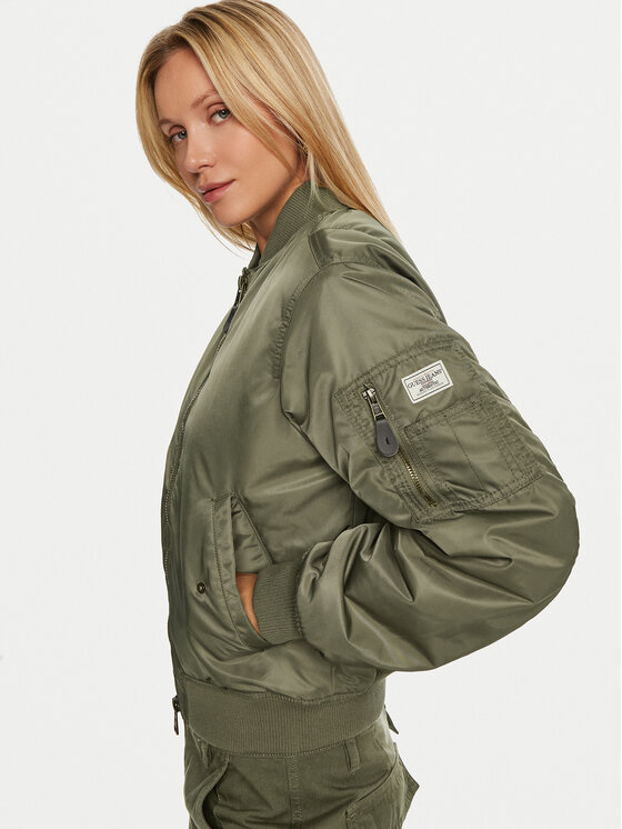 Guess Jeans Guess Jeans Bomber-jakk W4YL01 WG932 Khakivärviline Regular Fit