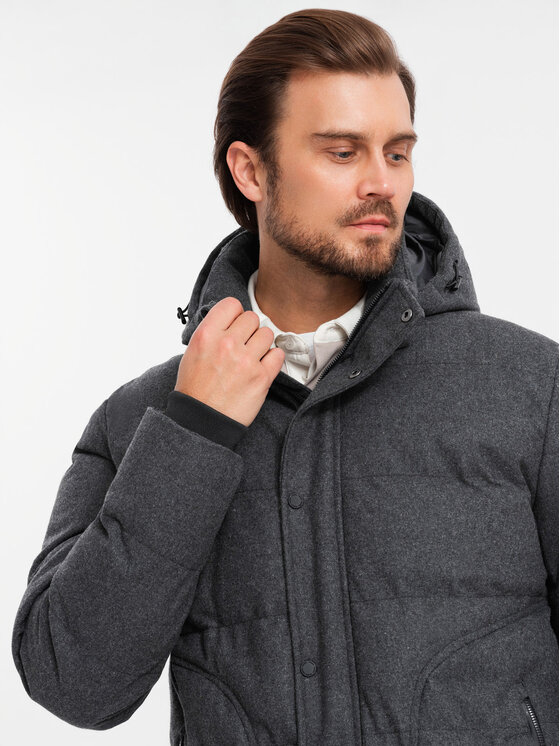 Ombre Ombre Vatovaná bunda OM-JAHP-0203 Černá Regular Fit