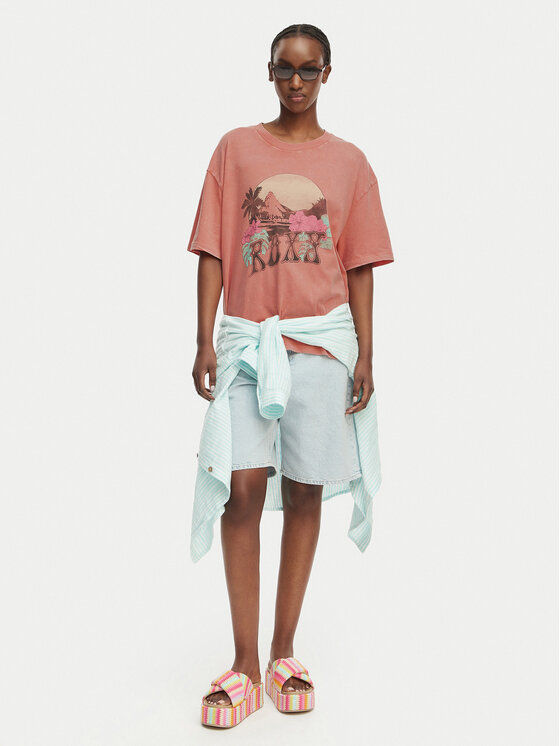Roxy Roxy Тишърт Talloversize Washed ERJZT06081 Светлооранжев Loose Fit