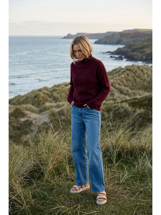 FIGL FIGL Sweter M1290 Bordowy Regular Fit