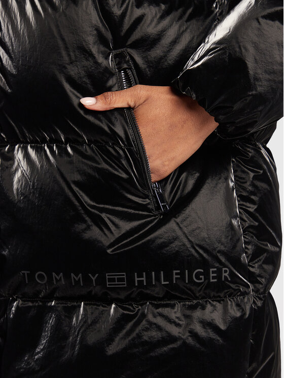 Tommy Hilfiger Tommy Hilfiger Pūkinė striukė Metallic WW0WW35935 Juoda Loose Fit
